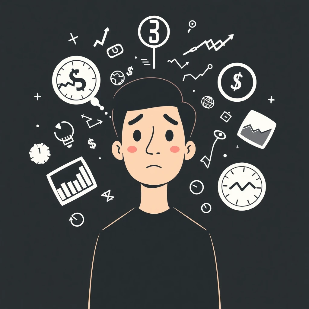 Confused person looking at financial charts